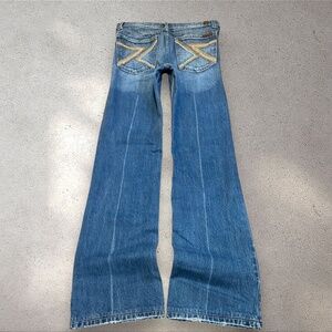 7 For All Mankind Low Rise Dojo Jeans w/ Rare Iconic Mcbling Pocket Details